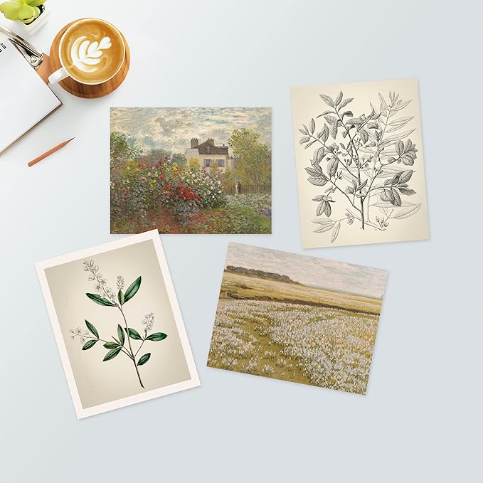 SIGNWIN Poster Bathroom Decor 11"x14"x 4, Wall Art Room Decor Multicolor for Living Room, Bedroom, Office Autumn Spring Rustic Flower Landscape Classic Vintage Retro Illustrations