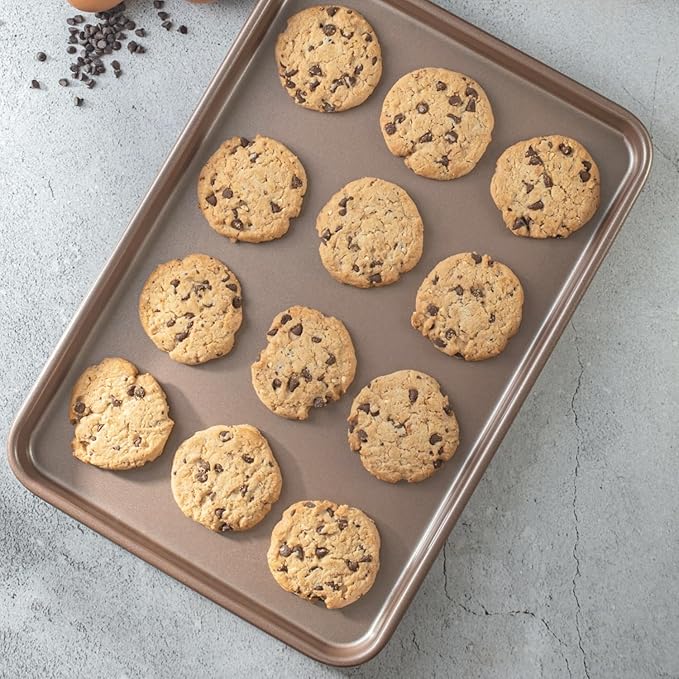 HAPPIELS Nonstick Non-Toxic 18-inch Half Baking Sheet 2-Pack | Premium Extra Thick Sheet Pan | Warp Resistant Large Cookie Sheet