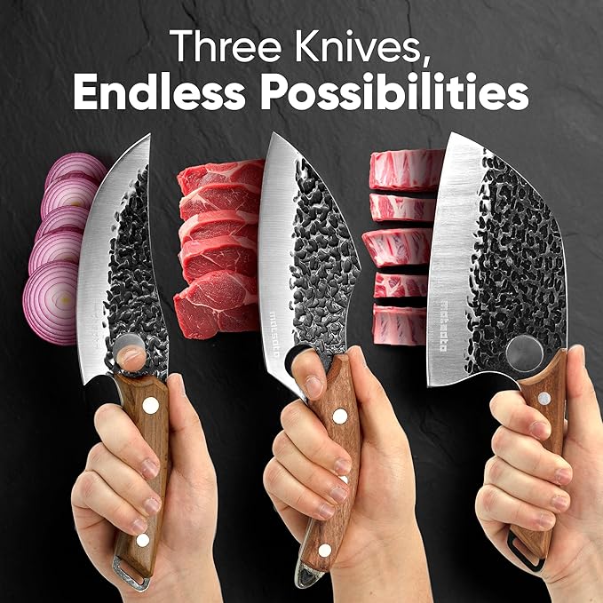 Matsato Knife Set 3-Piece Kitchen Knives, Cooking Chef Knife Set, Cleaver, Kitchen And Chef Cutting and Chopping Knives Sets Juego De Cuchillos Para Cocina