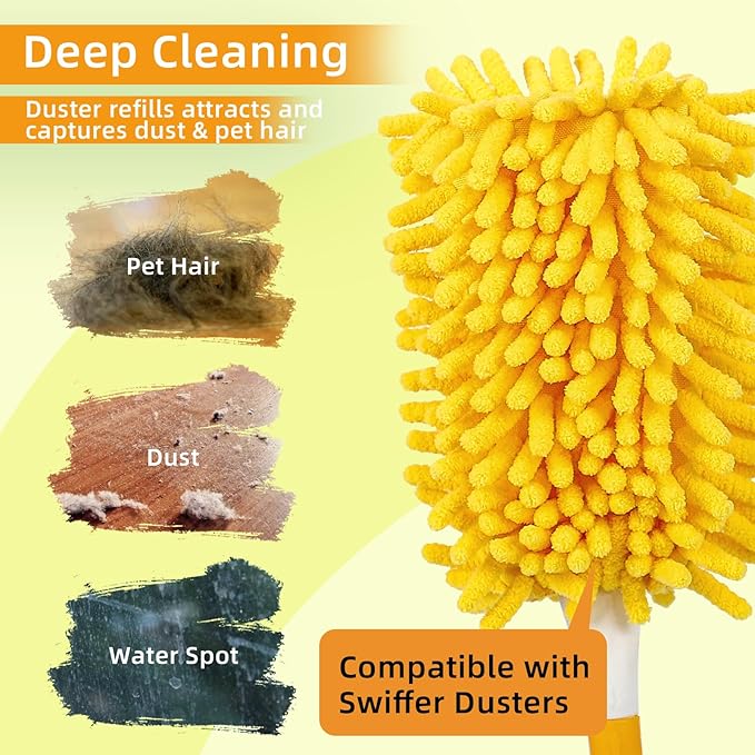 8 Pack Reusable Duster Refill Compatible with Swiffer Hand Duster - 360 Heavy Duty Dusters Refills - Microfiber Ceiling Fan Duster for Swiffer Dusters Extended Handle (Handle is Not Included)