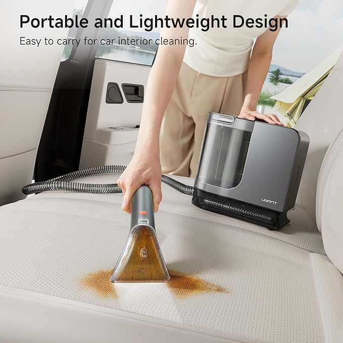 uwant Portable Carpet Cleaner with Steam& Hot Water System 18Kpa Powerful Suction Carpet Cleaner with 4 Cleaning Tools& Solution 2 in 1 Upholstery Cleaner Steam Cleaner for Pets, Car (Steam& Heating)