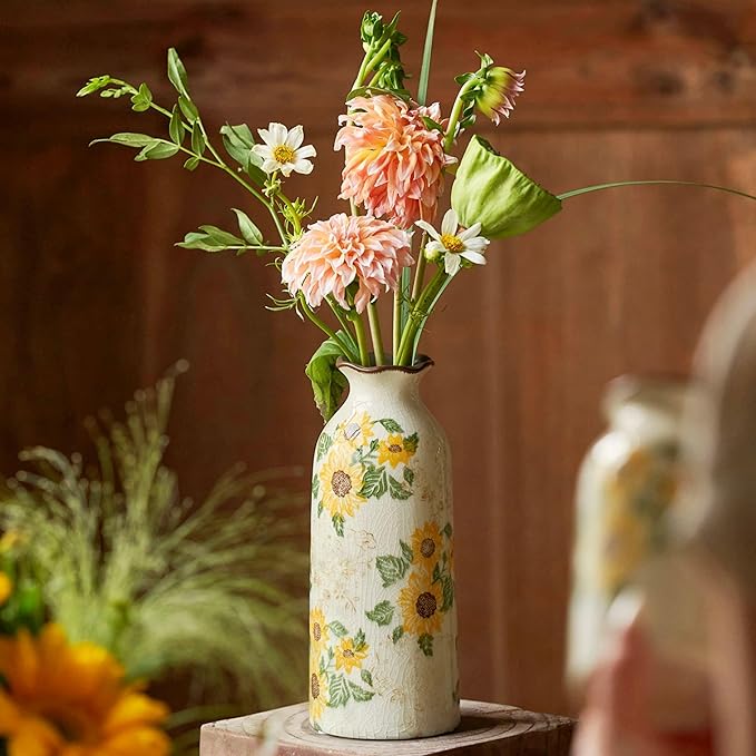 Levvohd Autumn Ceramic Vase Set of 3, Vintage Small Vases for Decor Home Your Kitchen Bedroom Living Room Bathroom Shelf Centerpiece Table Decorations (H 9.5" + H7.7 + H5.9)