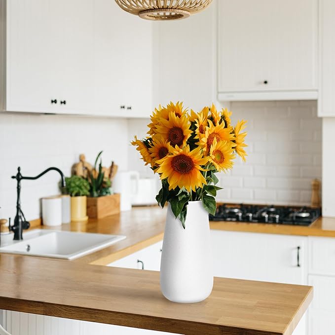 D'vine Dev 12 Inch Ivory Elegant Oval Ceramic Vase for Flowers, Home Décor Vase with Design Box, VS-LD-C-2