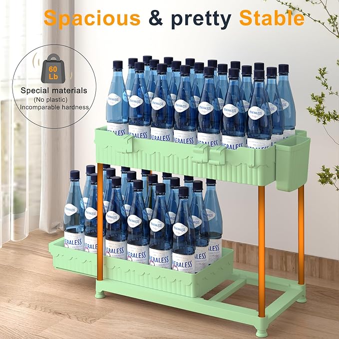 3 Pack Under Sink Organizers, 2-Tier Multi-Use Kitchen and Bathroom Organizers and Storage with Sliding Drawers,Bathroom Cabinet Organizer (Green, 14.8 Inch)