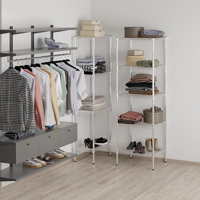 21" Deep x 24" Wide x 74" Height Wire Shelving Kit | 5-Tier | NSF Commercial Storage Rack Unit