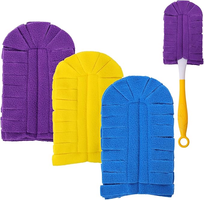 Flammi 360° Fleece Duster Refills for Swiffer, Reusable Dusting Refills Heavy Duty Cloths for Cleaning Compatible with Swiffer Hand Duster (3 Pack-Mixed Color)