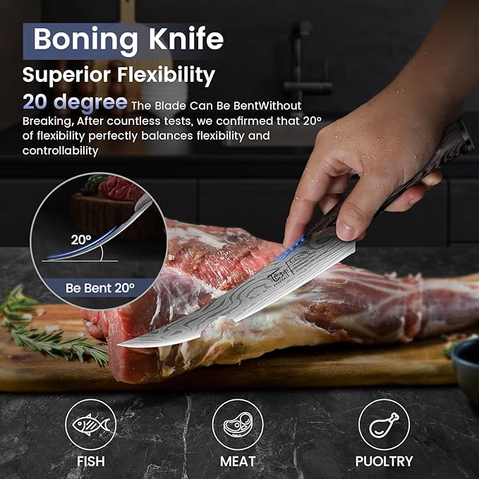 Butcher Knife Set, 3 PCS Kitchen Knives Set for Cutting, Meat Cleaver Chef Knife Set, Japanese Style High Carbon Steel Knives Set, Chopping & Slicing & Boning for Home and BBQ, Gift for Men