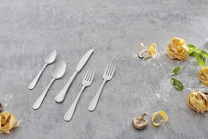 Oneida Flight 65 Piece Everyday Flatware, Service for 12, 18/0 Stainless Steel, Silverware Set, Dishwasher Safe