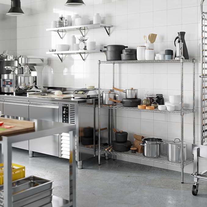14" Deep x 48" Wide x 54" Height Wire Shelving Kit | 3-Tier | NSF Commercial Storage Rack Unit