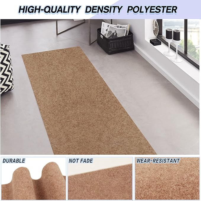 Custom Size Backed Non-Slip Area Rugs Runner, Easy Clean, Waterproof Runner Rugs for Hallway Entryway, Kitchen, Laundry, 3FT x 63FT, Beige