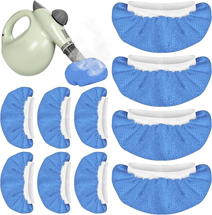 10 Pack Microfiber Cloth for Handheld Steam Shot, Steam Cleaner Accessories, Reusable Washable Steam Mop Pads Compatible with Most of Handheld Steam Shot/Cleaners (Blue)