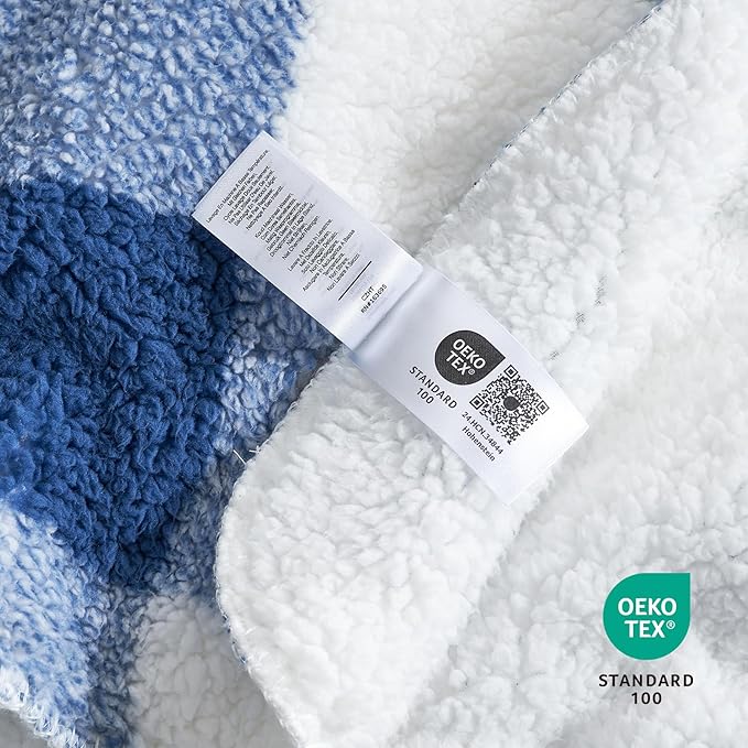 Cozy Bliss Luxury Sherpa Throw Blanket for Couch, Premium Reversible Buffalo Plaid Thick Throw, Warm Cozy Soft Blanket for Home and Gifts (Navy Blue, 60" x 80")