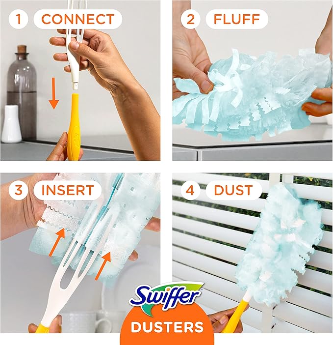 Swiffer Dusters, Ceiling Fan Duster, Multi Surface Refills with Febreze Lavender, 18 Count (Pack of 2)