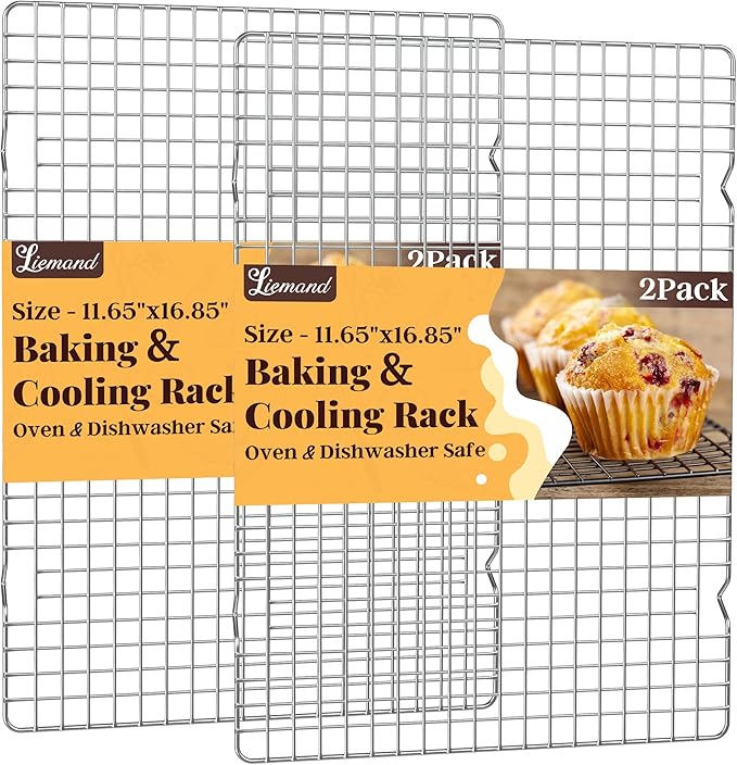 Cooling Racks for Cooking and Baking - 2 PCS 11.65" x 16.85" Grid Wire Baking Rack for Oven Cooking, Baking, Grilling, Roasting -Dishwasher Safe Bacon Rack- Fits Half Sheet Cookie Pan