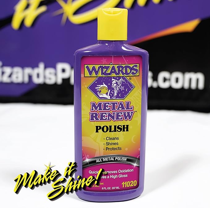 Wizards Metal Polish Cream Metal Renew - Cleans, Shines and Protects All Metals - Cream Fast-Cut Polish and Stainless Steel Cleaner - High Gloss Metal Polish - 8 oz