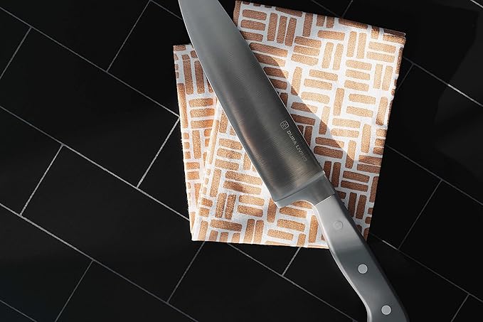 DURA LIVING 8 Inch Professional Chef Knife – High Carbon Stainless Steel, Razor-Sharp, Versatile Cooking & Cutting Kitchen Knife, Ergonomic Handle, Sleek Gray Design
