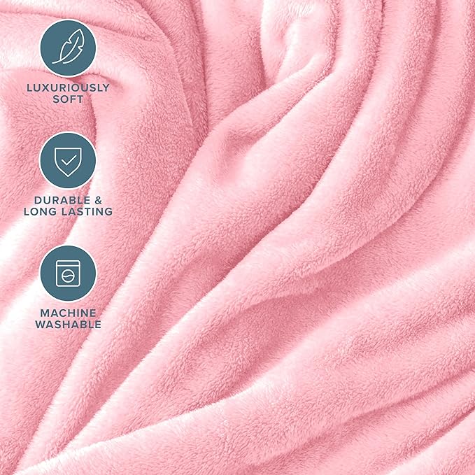 Bare Home Fleece Blanket - King Size - Ultra-Soft Lightweight for Bed, Sofa, and Couch - Luxury Microplush - Cozy Warm Blanket (King, Light Pink)
