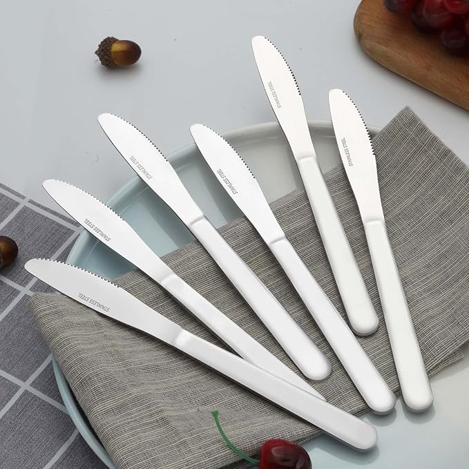 24 Pieces Dinner Knives Set, 8.1" Inches Table Knives Set, Durable Butter Knife, Food Grade Stainless Steel Dinner Knife, Cost-effective Silverware Set - Mirror Polished, Dishwasher Safe