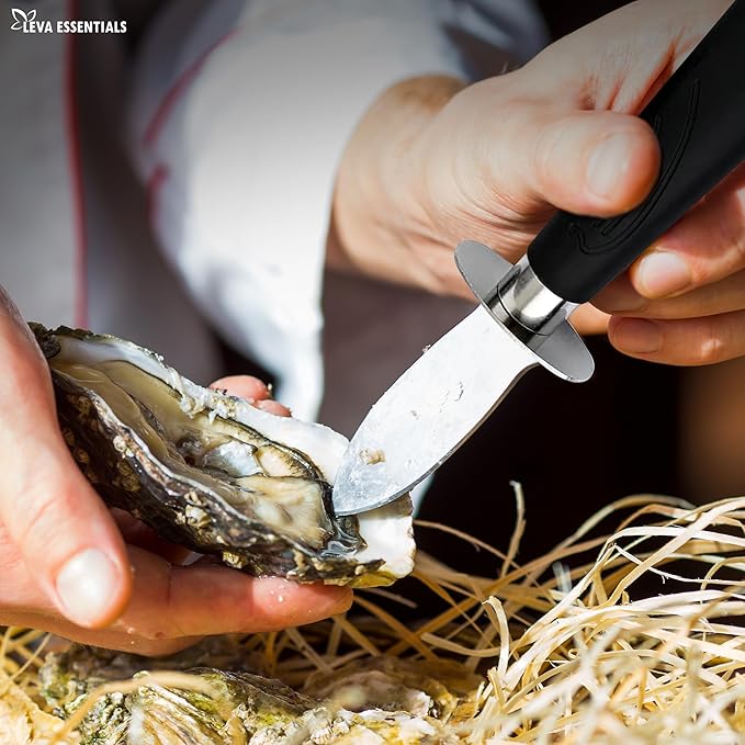 Professional Oyster Shucking Knife Set – Level 5 Cut Resistant Gloves – Premium Seafood Opener Oyster Shucker Knife Tool Kit for Safe and Effortless Shucking Oysters