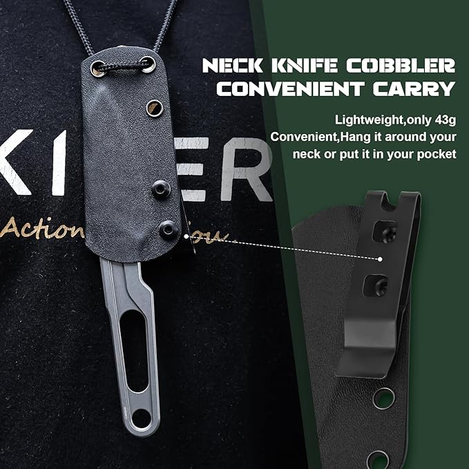 Kizer Cobbler Fixed Blade Knife with Sheath, 2.89 Inch D2 Steel Lightweight EDC Knife, D2 Handle Fixed Blade Hunting Knives, Small Survival Camping Knives, 1057A1