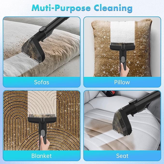 Carpet Cleaner Machine,17Kpa Suction Portable Upholstery Deep Cleaner,Auto and Home Detailer,Self-cleaning Tool and Shoes Cleaning Tool.