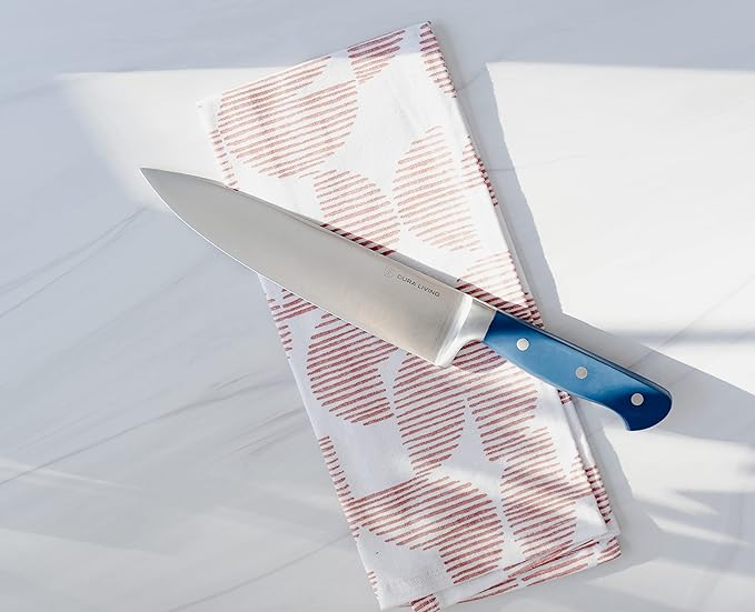 DURA LIVING 8 Inch Professional Chef Knife – High Carbon Stainless Steel, Razor-Sharp, Versatile Cooking & Cutting Kitchen Knife, Ergonomic Handle, Sleek Royal Blue Design