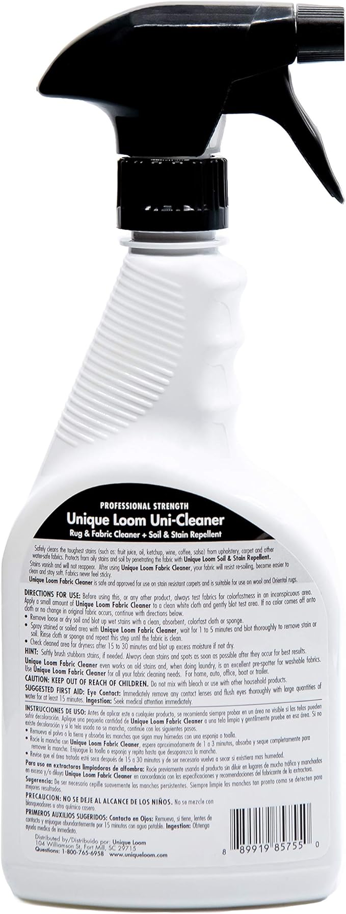 Unique Loom Uni-Cleaner Rug & Fabric Cleaner + Soil & Stain Repellent - Safely Remove Tough Stains and Protect Rugs, Carpet, Fabrics, and Upholstery (22 oz), White (3147722)