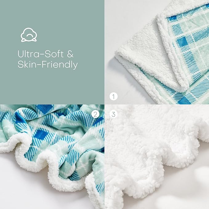 Electric Heated Blanket Full Size 72"x84" - Microplush & Sherpa Fabric Dual-Sided, 6 Heat Settings & 1-10 Hours Auto Off , Cozy Warming Throw for Home, Office, or Bed, Machine Washable,Mint Green