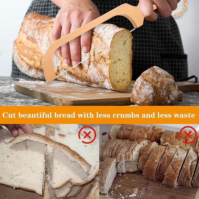 Bread Slicer for Homemade Bread Bow Knife-Ergonomic Design,Sourdough Bread Cutter Premium Stainless Steel Serrated Saw,Bread Knife for Precise Cutting Variety Bread (2)