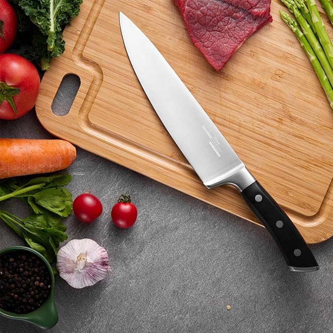 OAKSWARE Chef Knife, 8" Kitchen Knife for Cutting & Cooking, High Carbon German Steel Razor Sharp Knives, Professional Meat Knife with Full-Tang Handle