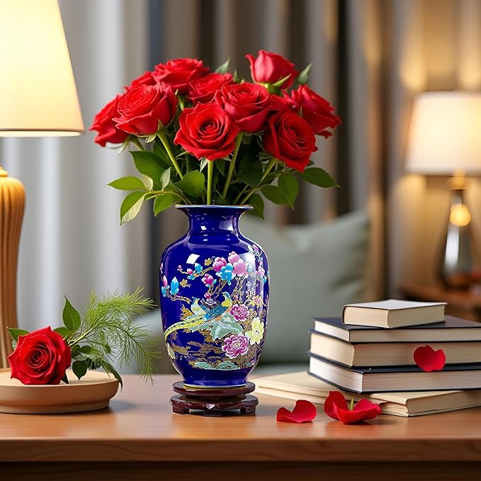 MTME Porcelain Figurines, Jingdezhen Peacock Decorative Flower vase, Home Decor, Wedding Gifts, Aesthetic Sculpture Home décor (Pheasant B)