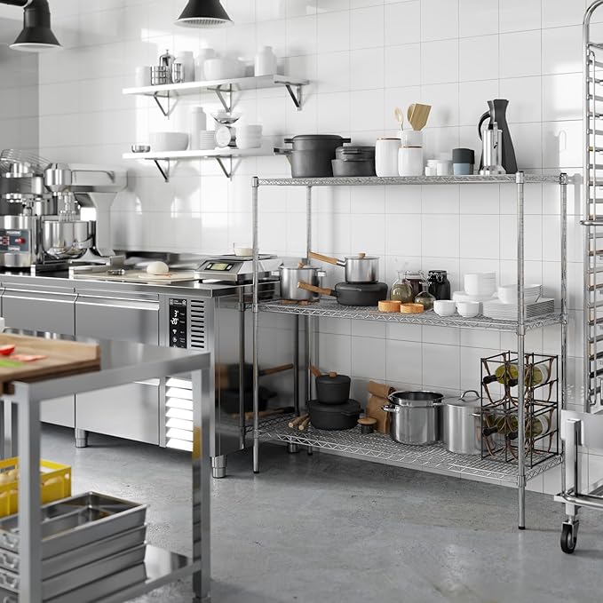 18" Deep x 54" Wide x 54" Height Wire Shelving Kit | 3-Tier | NSF Commercial Storage Rack Unit