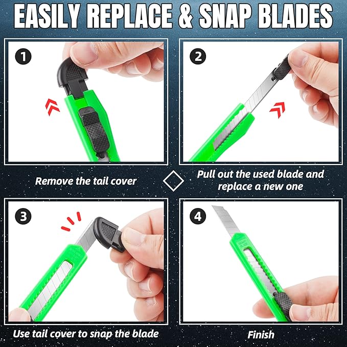 10 Pack Box Cutter Retractable, 9MM Snap-Off Blade Utility Knife, Razor Knife with Self-Lock Design, Box Cutter Knife Exacto Knife for Cutting Boxes, Carton, Cardboard, Disposal Box Opener