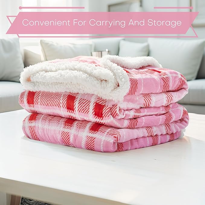 LUXIAN Electric Heated Blanket Full Size 72"x84" - Microplush & Sherpa Fabric Dual-Sided, 6 Heat Settings & 1-10 Hours Auto Off, Cozy Warming Throw for Home, Office, or Bed, Machine Washable, Pink