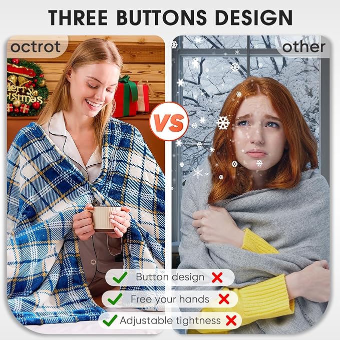 Heated Electric Blanket Twin Size,62X84 Heating Blanket with 10 Heats Levels&8 Hours Auto Off&Timer,Blue Plaid Soft Cozy Sherpa Blankets Warmer Gifts for Grandma Women Adult,Fast Heating Washable,ETL