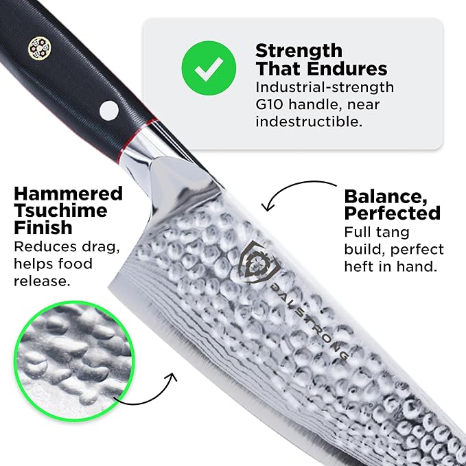 Dalstrong Professional Chef Knife - 8” Blade - Shogun Series ELITE - Damascus Chef Knife - Japanese AUS-10V Super Steel - G10 Black Handle - Razor Sharp - Chef Knife with Sheath