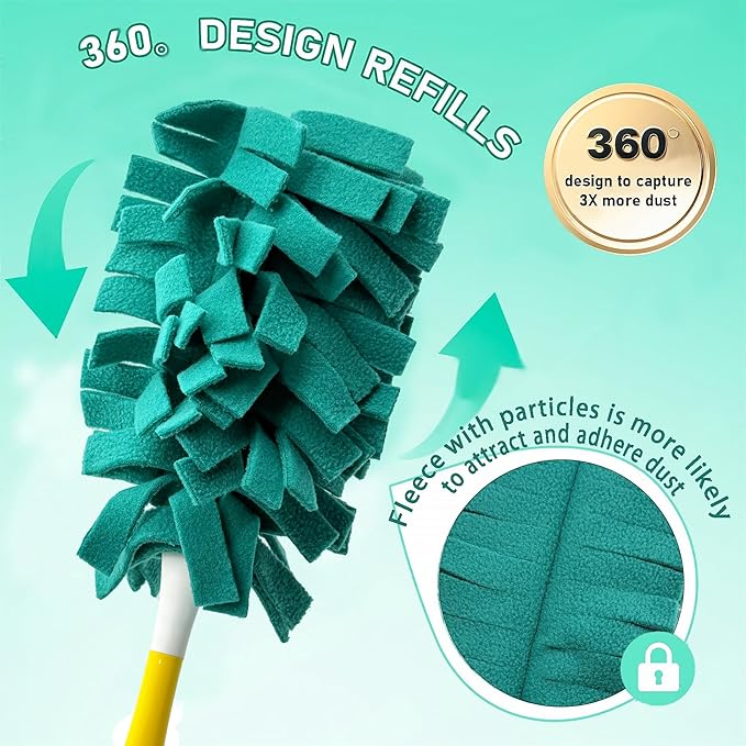 8 Pack 6 Layer Fleece Duster Refills for Swiffer Hand Duster, Zero Waste, 360-degree Cleaning,Reusable and Washable Replacement Dusters for Cleaning Ceiling Fan Hardwoods and Furniture(Dark Color)