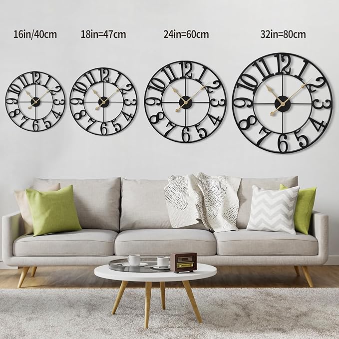1st owned Wall Clock 13 Inch Round Large Indoor Wall Clocks Battery Operated Silent Non Ticking, Farmhouse Vintage Decorative Analog Metal Clock for Living Room, Kitchen, Bedroom Decor
