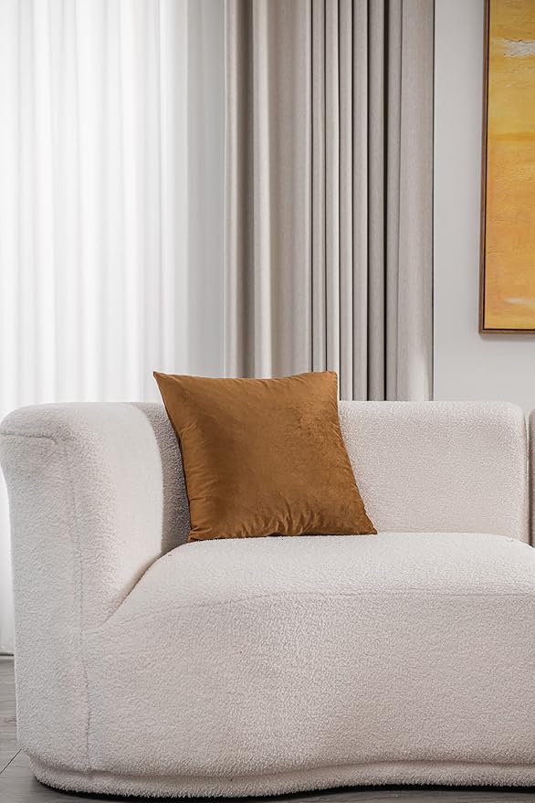 Throw Pillow Cases 22x22 Golden Brown: 2 Pack Cozy Soft Velvet Square Decorative Pillow Covers for Farmhouse Home Decor