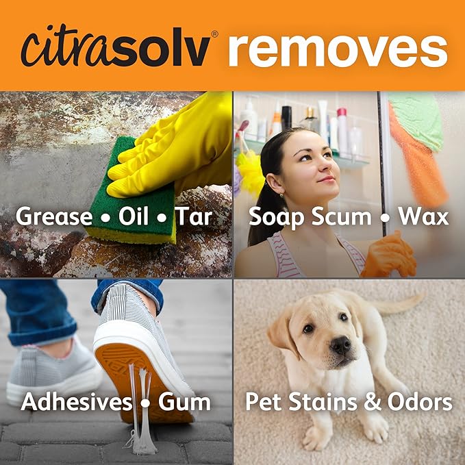 Citra Solv - Concentrated Household Cleaner & Degreaser - Valencia Orange Scent - 16 Fl Oz, Natural Ingredients, Non-Toxic, Biodegradable, Made in USA
