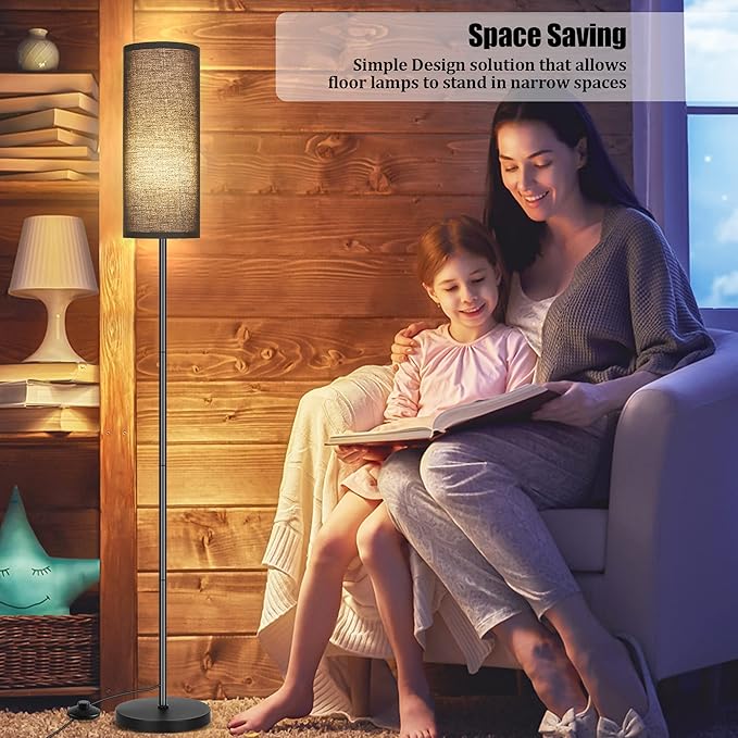 PARTPHONER Floor Lamp for Living Room, Modern Standing Lamps with Lampshade, Minimalist Tall Lamp with Foot Switch for Living Room, Bedroom, Kids Room, Office(Bulb Not Included)