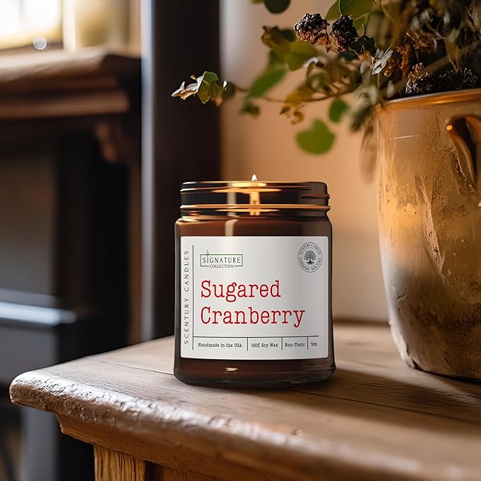 Sugared Cranberry Scented Candle, Many Scents to Choose from, All Natural Non-Toxic Soy Wax, Handmade in The USA (Sugared Cranberry)
