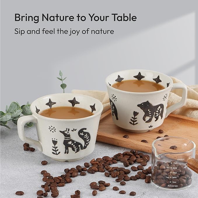 Ceramic Coffee Mug, 12 oz Novelty Unique Teacup with Handle, Stoneware Cup for Tea Mocha Latte Cappuccino Espresso (Bear)