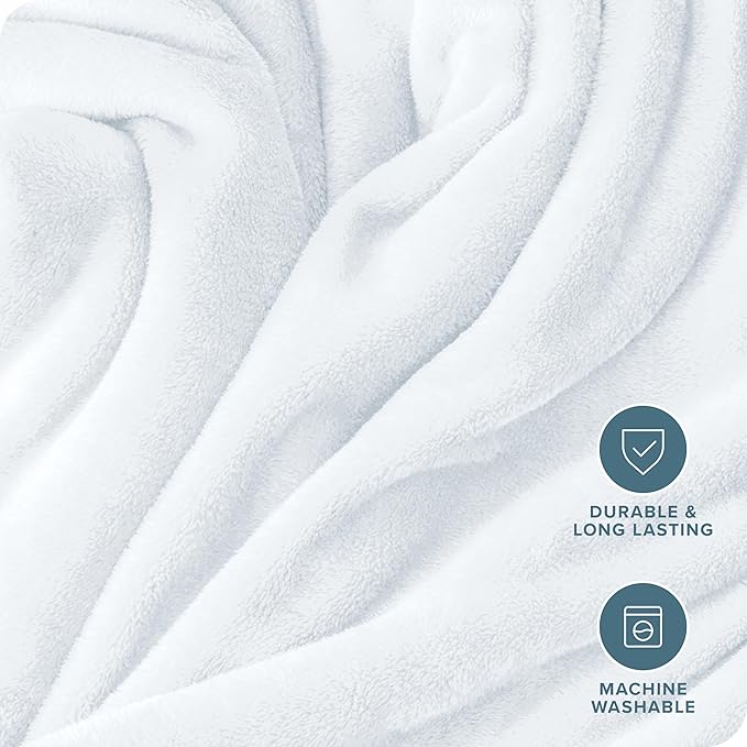 Bare Home Fleece Blanket - Kid Size - Ultra-Soft Lightweight for Bed, Sofa, and Couch - Luxury Microplush - Cozy Warm Blanket (Kid, White)