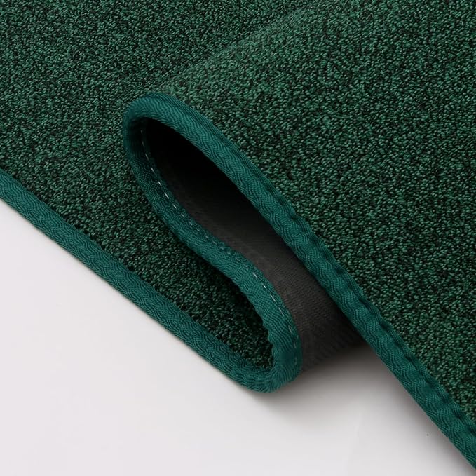 Runner Rug with Non Slip Rubber Backing, Washable Soft Floor Carpet for Kitchen, Hallway, Entryway Indoor, Bedroom, Laundry, Low Pile Area Rugs, Solid Color with Pointillism Style (Green, 2' * 8')