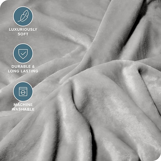 Bare Home Fleece Blanket - Giant Size - Ultra-Soft Lightweight for Bed, Sofa, and Couch - Luxury Microplush - Cozy Warm Blanket (Giant, Light Grey)