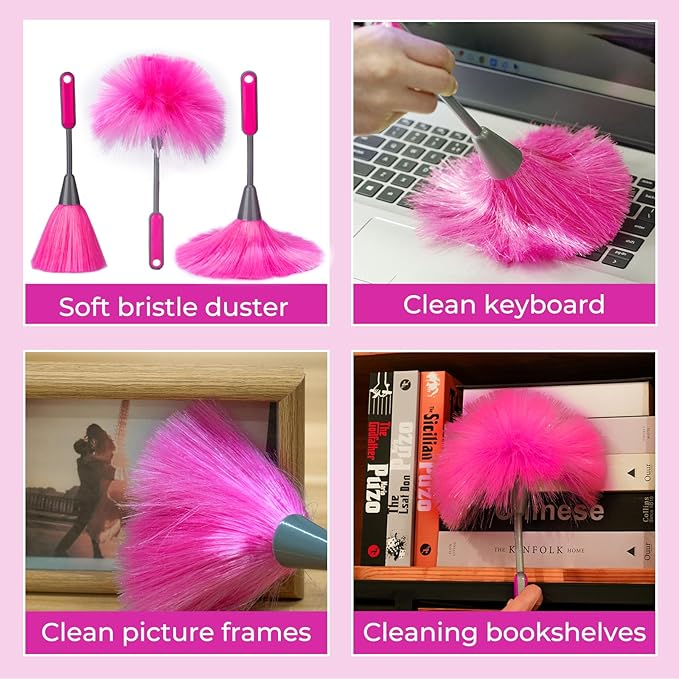 Ceiling Fan Cleaner Duster with 60 inch Extension Pole, Dusters for Cleaning High Ceiling Fan Blades, Dusters Kit with Storage Bag, Cleaning Tools for Families