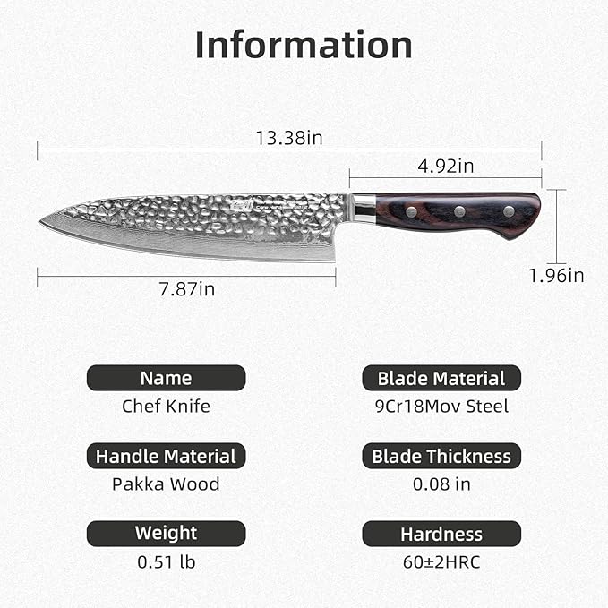 FINDKING 8 Inch Gyuto Chef Knife, Razor-Sharp Damascus Steel Edge Kitchen Knife, All-Purpose Japanese Cutting Companion, Professional-Grade Kitchen Essential (Raven Series)
