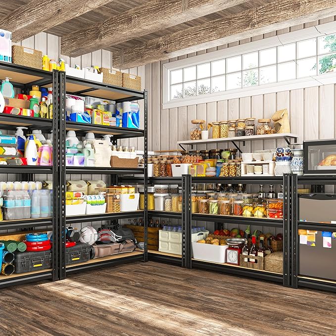 REIBII Storage Shelves 2020LBS Garage Shelving Heavy Duty 5 Tier Metal Shelving Adjustable Utility Shelf Rack for Garage Pantry Closet Kitchen Basement 28" W x 12" D x 59.8" H, 3 Pack