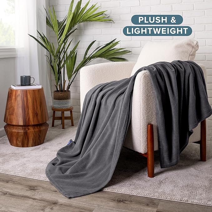 Bare Home Polar Fleece Blanket - Extra Long - Warm & Cozy - Premium Fleece - Throw for Bed, Sofa, Camping, Travel and Cold Nights - Lightweight Blanket (Twin/Twin XL, Forged Iron Grey)